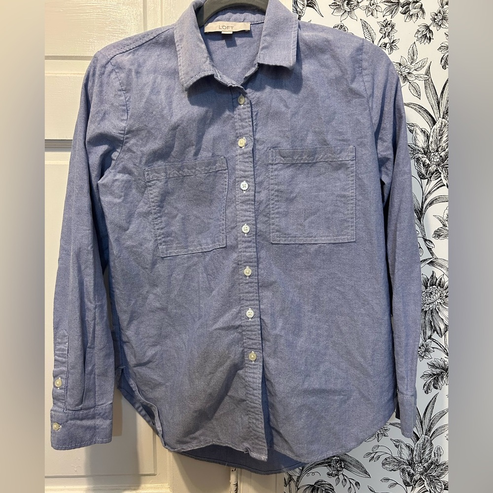 LOFT Light Blue Button-Down Shirt